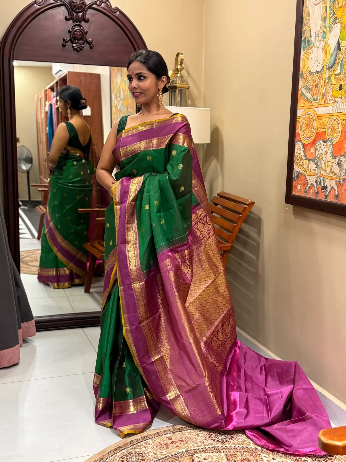 New Project - 2026-09-15T124808.600 PURE KANCHEEPURAM SILK SAREE WITH CONTEMPORARY GAP BORDE - Image 1