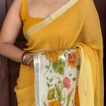 PURE CHIFFON YELLOW OMBRE SAREE
