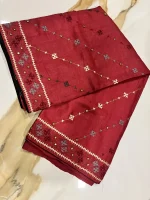 RED TUSSAR SAREE - Image 3