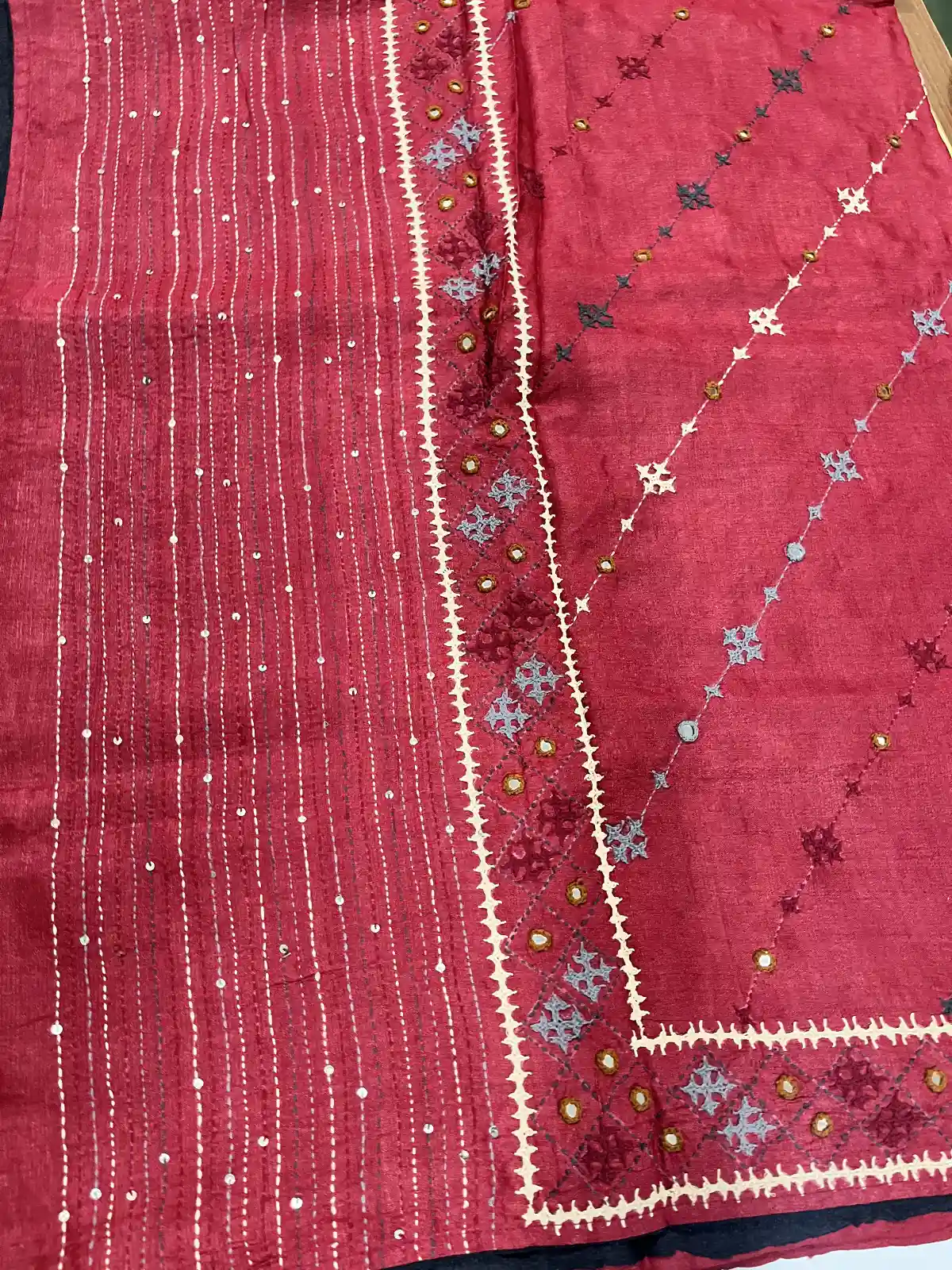 New Project - 2026-09-15T133059.241 RED TUSSAR SAREE - Image 1