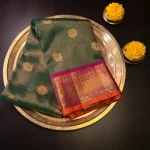 GREEN WITH MAGENTA BORDER KANCHIPURAM SAREE