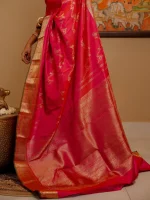 Magenta Peacock & Floral Kanchipuram Silk Saree - Image 2