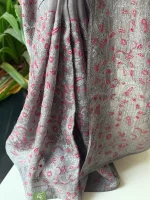 GREY ORGANZA Saree with Red & Grey Embroidery - Image 3