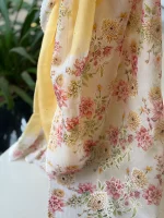 Mustard Yellow Pure Organza Floral Saree - Image 4