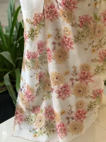 Ivory Pure Organza Saree with Floral Print - Image 4